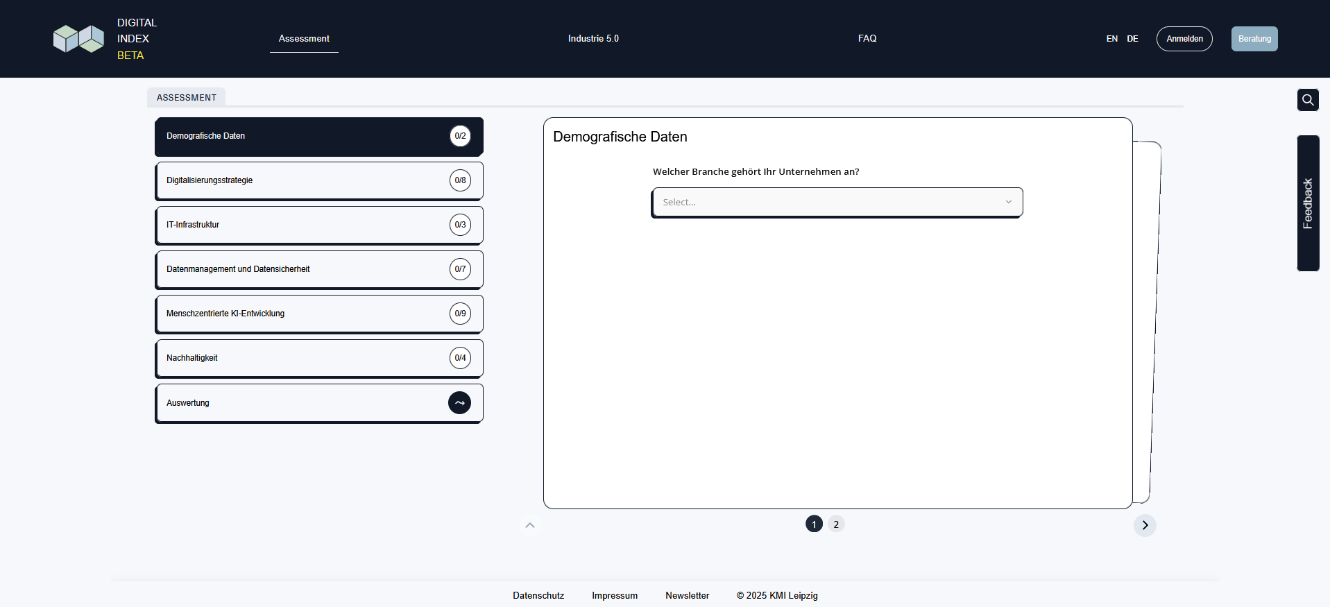 Abbildung 1. Screenshot des Assessments